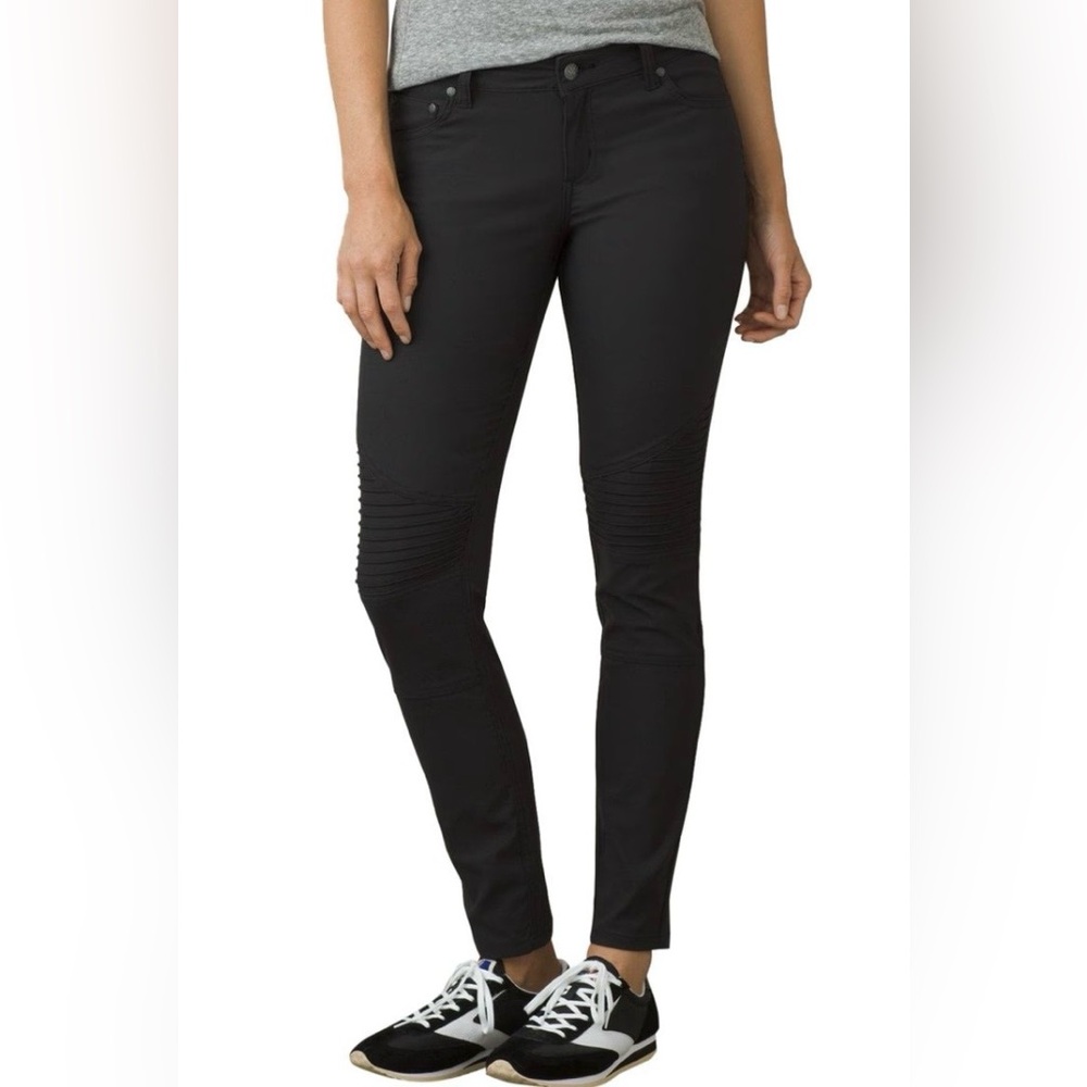 prAna Brenna Pant/Jean Skinny Leg With Moto Design  Grey Sz 6